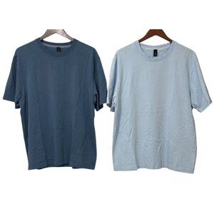 Lululemon Mens Heavyweight Cotton Jersey T-shirt SET OF 2 Blue Light Blue Size L
